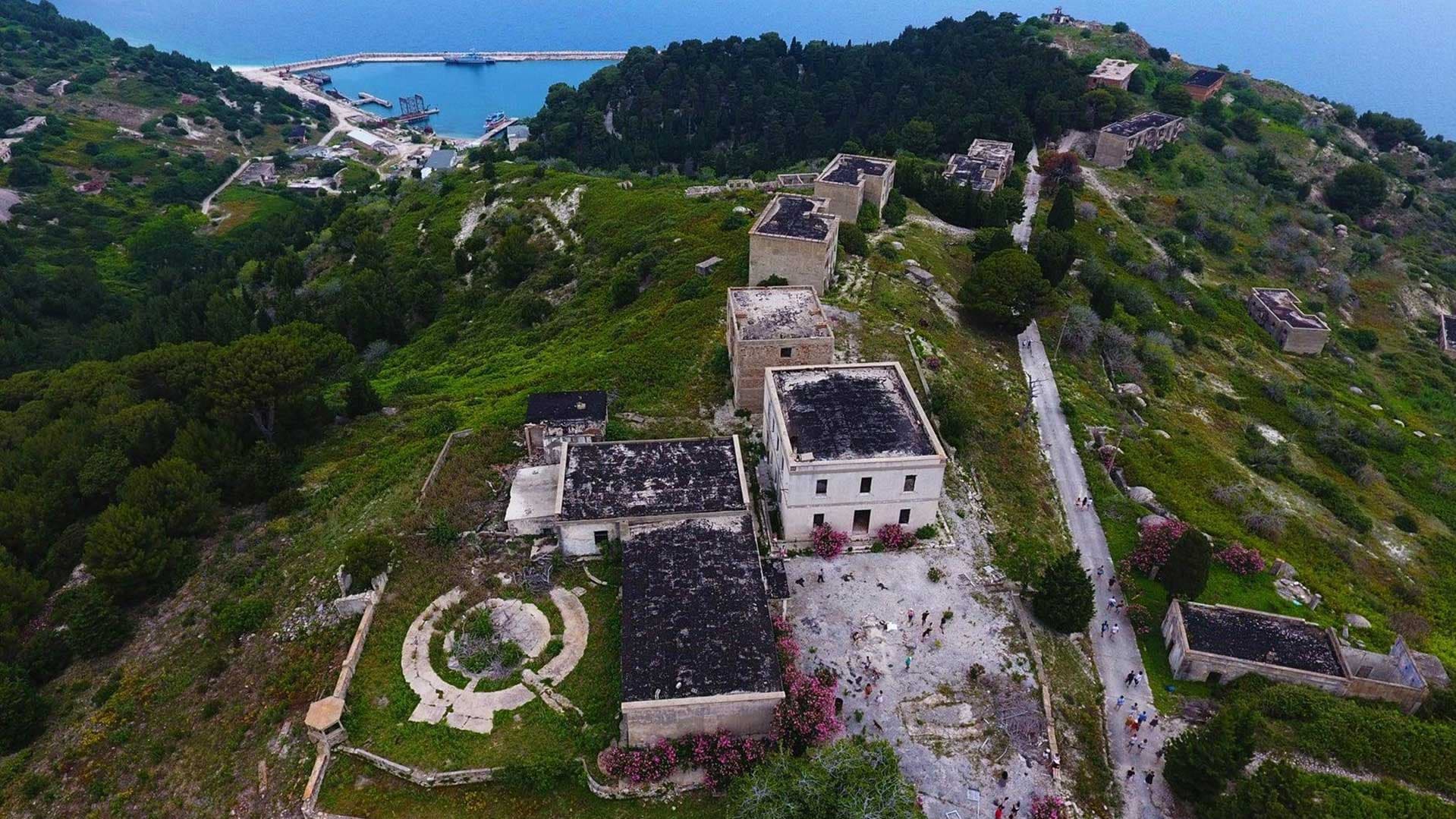 Abandoned military buildings on Sazan Island