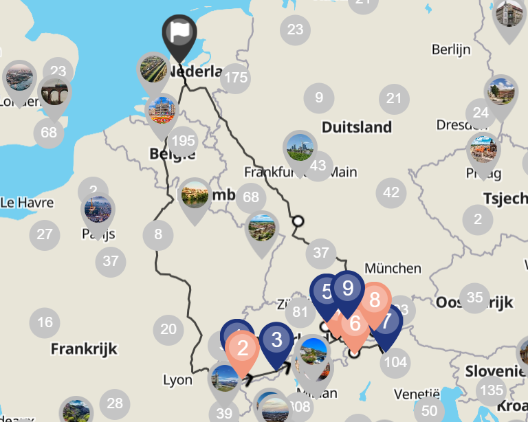 Autorondreis de 5 Alpen landen afbeelding
